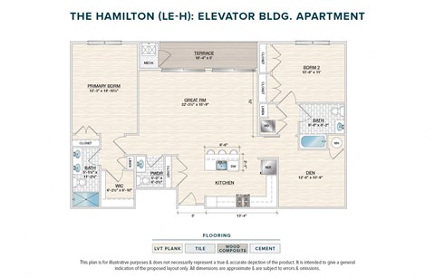 Floor plan for 2 beds, 2.5 baths, 1515 sqft